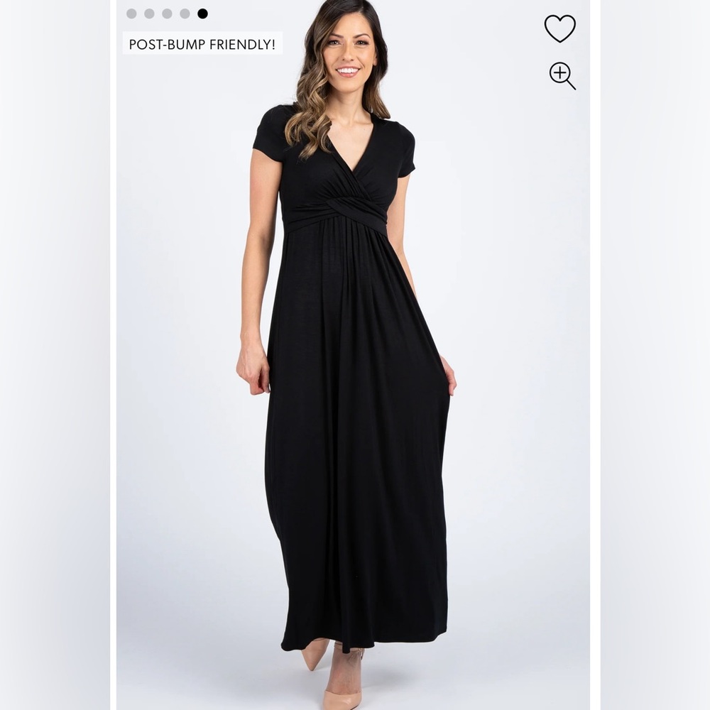 PinkBlush Black Draped Maternity/Nursing Maxi Dress
